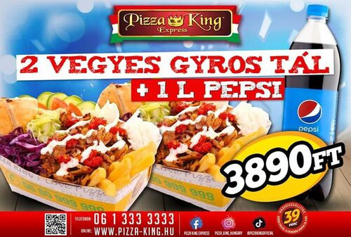 Pizza King 3 - 2 db vegyes gyros tál vegyes körettel 1lpepsivel - Szuper ajánlat - Online rendelés